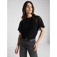 River Island Hybrid Pleated T-Shirt - Black