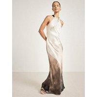 River Island Halter Neck Ombre Slip Dress - Light Grey