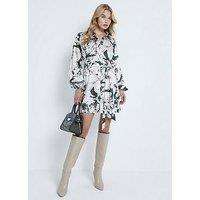River Island Tie Front Shirt Dress - Cream