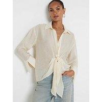 River Island Twisted Front Shirt - Cream