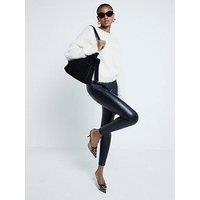 River Island High Waist Faux Leather Leggings - Black