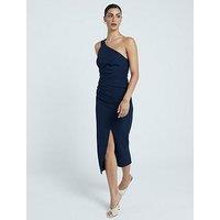 River Island One Shoulder Midi Dress - Navy