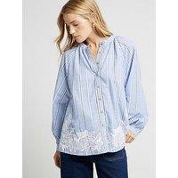 River Island Embroidered Stripe Shirt - Light Blue