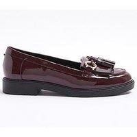 River Island Wide Fit Tassle Snaffle Loafer - Dark Red