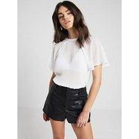 River Island Hybrid Pleated T-Shirt - White