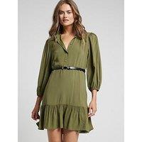 River Island Belted Shirt Dress - Khaki