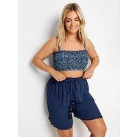 Yours Curve Tassel Detail Beach Shorts - Blue