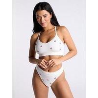 Boux Avenue Cherry Embroidered Thong - Ivory Mix