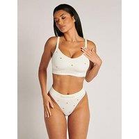 Boux Avenue Nursing Heart Embroidered Rib Bralette - Ivory Mix