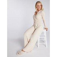 Boux Avenue Super Soft Wide Leg Pant - Oatmeal