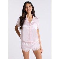 Boux Avenue Amelia Short Sleeve Revere & Short Set - Pink