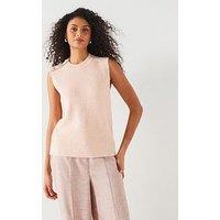 V By Very Button Neck Sleeveless Lurex Tank - Light Pink