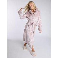 Boux Avenue Cut Fur Trim Plush Long Robe - Neutral