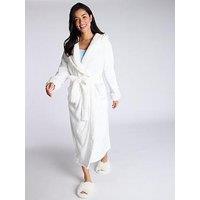 Boux Avenue Cut Fur Trim Plush Long Robe - Cream