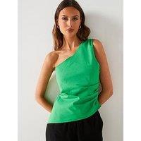 Mango One Shoulder Top - Green