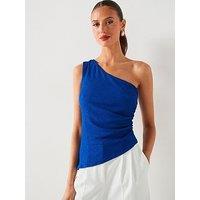 Mango Blue One Shoulder Top