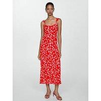 Mango Cross Back Floral Midaxi Dress - Red