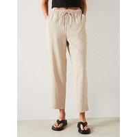 Mango Beige Cropped Linen Trouser