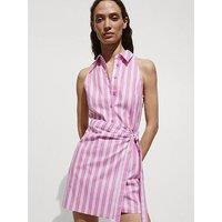 Mango Pink Wrap Shirt Dress