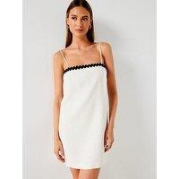 Mango Linen Dress With Contrasting Details