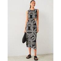 Mango Mono Printed Sleeveless Midi Dress
