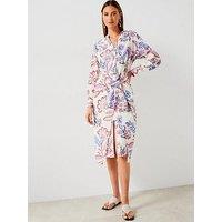 Mango Floral Printed Tie Wrap Dress