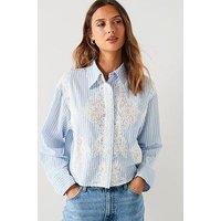 Mango Lace Blue Stripe Shirt