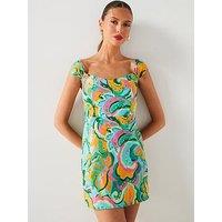 Mango Multi Printed Detail Mini Dress