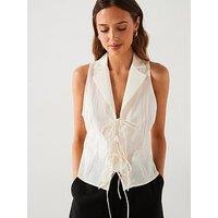 Mango Cream Tie Detail Waistcoat