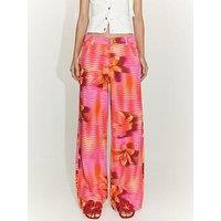 Mango Pink Printed Wideleg Jeans