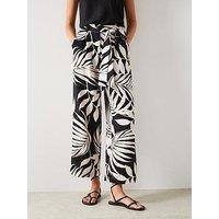 Mango Black And White All Over Print Cropped Trouser