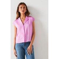 Mango Pink Satin Short Sleeve Shirt