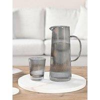 Hestia Ribbed Glass Jug - Grey