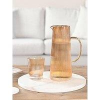 Hestia Ribbed Glass Jug - Champagne