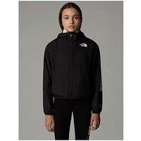 The North Face Junior Girls Never Stop Hooded Windwall Jacket - Black