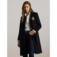 Lauren By Ralph Lauren Crested Wool Line Coat - Navy