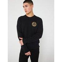 Versace Jeans Couture Knitted Crew Neck Logo Jumper - Black