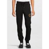 Versace Jeans Couture Embroidered Gold Logo Jersey Joggers - Black