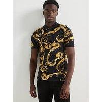 Versace Jeans Couture Gold Chromo Print Polo Shirt - Black