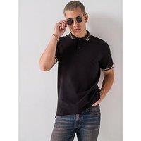 Versace Jeans Couture Logo Collar Pique Polo Shirt - Black