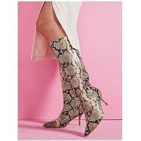 Public Desire Amped Knee High Boot - Snake Print