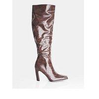 Public Desire Acquilla Knee High Heeled Boot - Brown