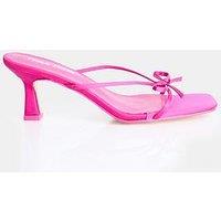 Public Desire Cindy Square Toe Bow Detail Mule Sandal - Hot Pink