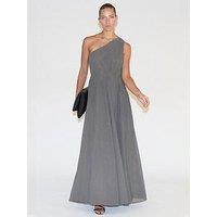 Religion One Shoulder Full Skirt Maxi Dress - Grey