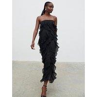 Pretty Lavish Perla Bandeau Ruffle Midaxi Dress - Black