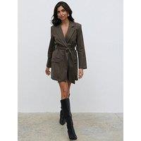 Pretty Lavish Lucian Oversized Blazer Mini Dress - Brown