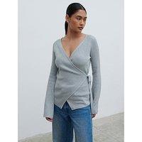 Pretty Lavish Bettie Wrap Knit Top - Grey