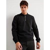 Only & Sons Regular Fit 1/2 Zip Sweat Top - Black