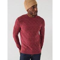 Only & Sons Crew Neck Cable Knitted Jumper - Red