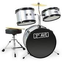 3Rd Avenue 3 Piece Kids Junior Drum Kit - Silver